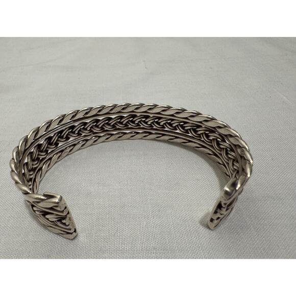 Taxco Sterling Silver Cuff Bracelet Braided Woven Twisted Braid 40 grams Vintage - Picture 9 of 11
